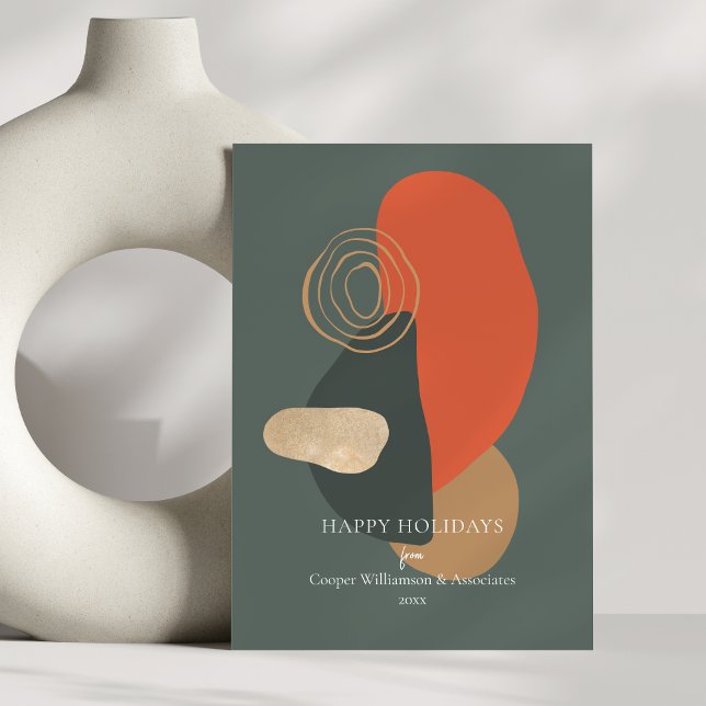 Red Green Modern Abstract Art Unique Business Holiday Card (Creator Uploaded)