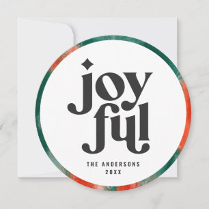 Red + green modern abstract joyful holiday card