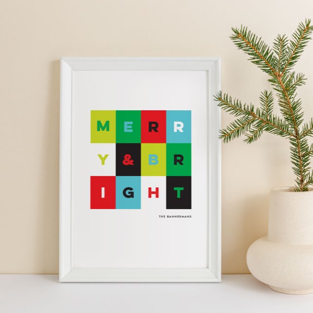 Red Green Modern Merry n Bright Holiday Art Print (Creator Uploaded)