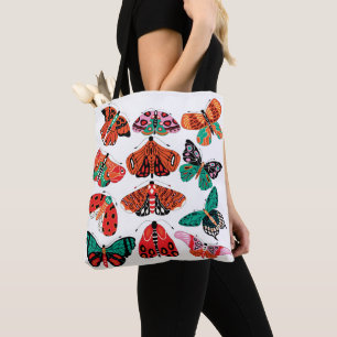 Red Green Moth and Butterfly Tote Bag