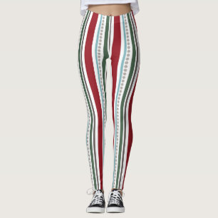 Red/Green Multi Stripe Women's Leggings
