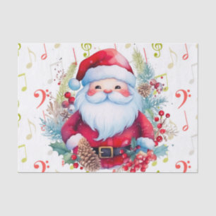Red Green Music Notes and Santa Claus Tissue Paper