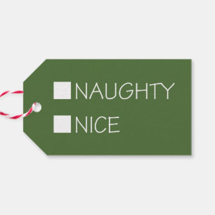 Red & Green Naughty Nice Holiday Gift Tags