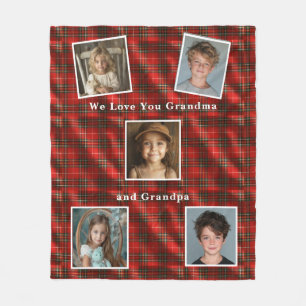 Red Green Navy Tartan Holiday Plaid Fleece Blanket