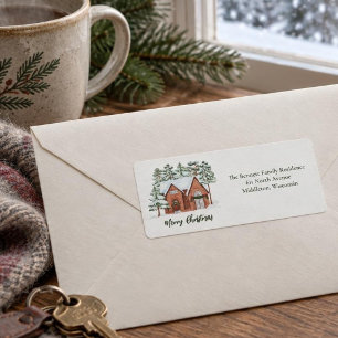 Red Green Nordic Pine Christmas Return Address Label