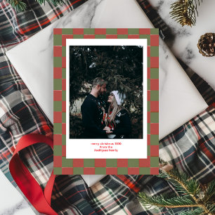 Red Green Nostalgic Chequerboard Merry Christmas Invitation
