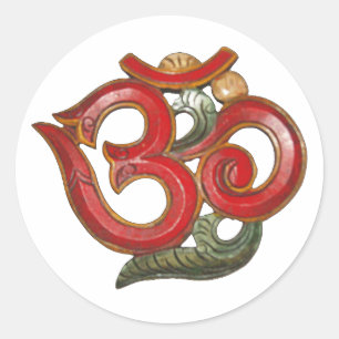 red green om aum yoga india sticker