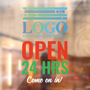 Red Green Open 24 Hrs Add Your Business Logo
