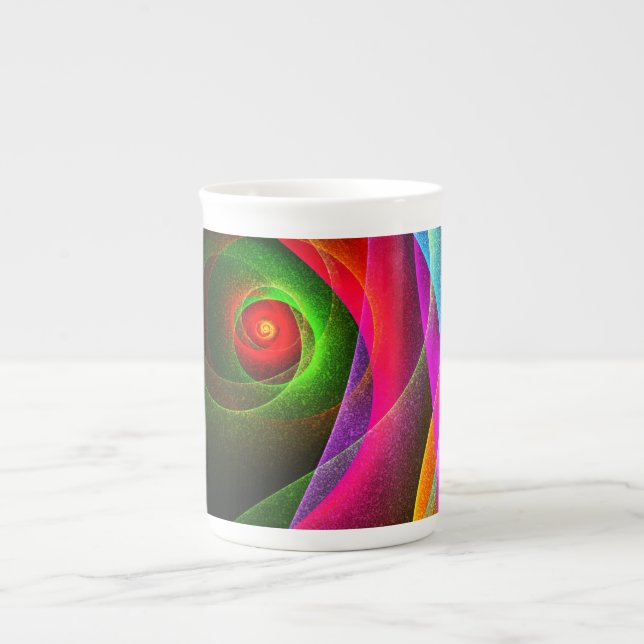 Red Green Orange Modern Abstract Art Pattern #22 Bone China Mug (Front)