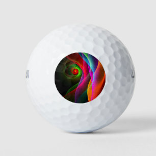 Red Green Orange Modern Abstract Art Pattern #22 Golf Balls