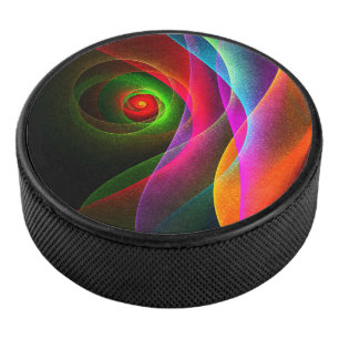 Red Green Orange Modern Abstract Art Pattern #22 Hockey Puck
