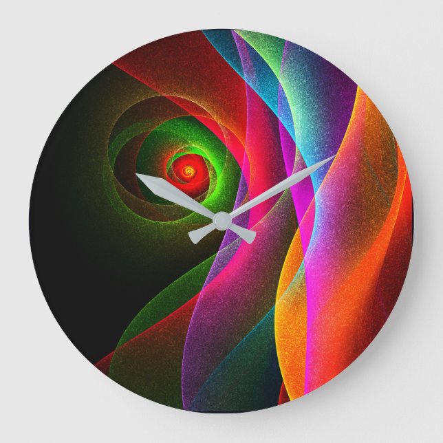 Red Green Orange Modern Abstract Art Pattern #22 Large Clock (Front)