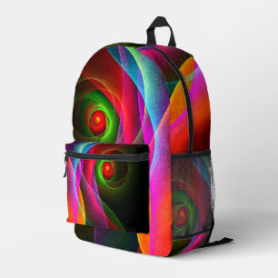 Red Green Orange Modern Abstract Art Pattern #22 Printed Backpack