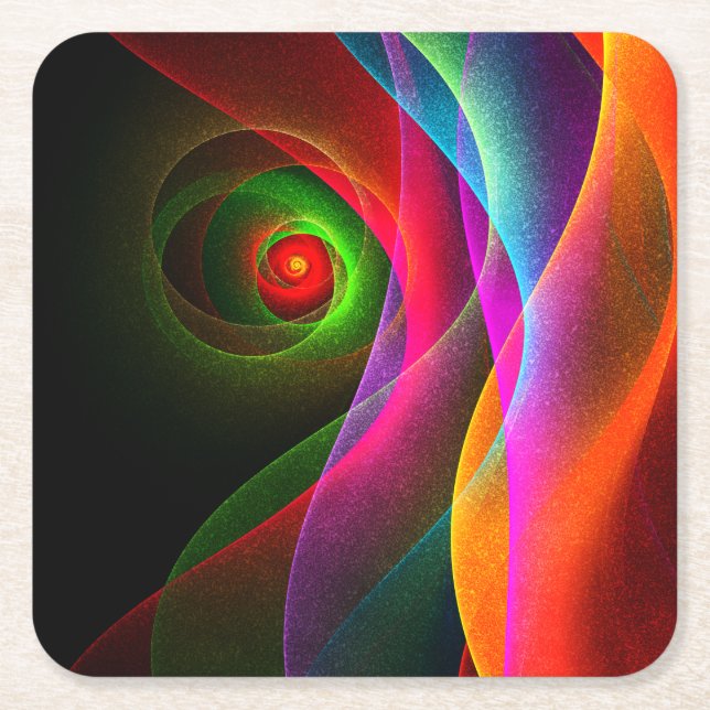 Red Green Orange Modern Abstract Art Pattern #22 Square Paper Coaster (Front)