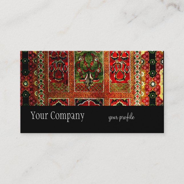 Red green Oriental Rug Business Card (Front)