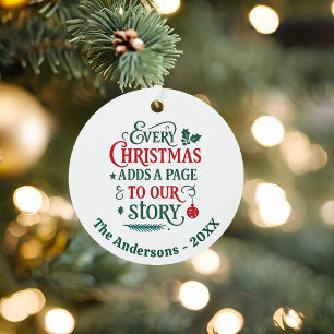 Red green our story typography Christmas Metal Tree Decoration