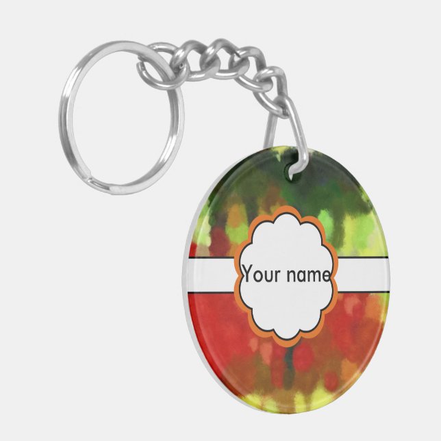 Red green painting key ring (Front Left)