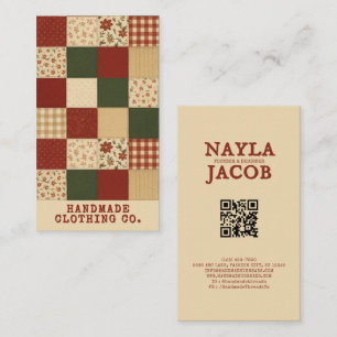 Red Green Patchwork Quilt Rustic Farmhouse Floral Business Card