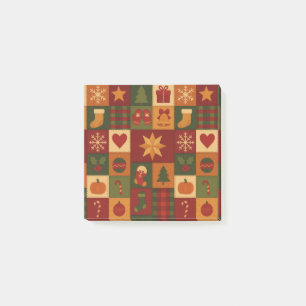 Red Green Patchwork Quilt Rustic Farmhouse Floral Post-it Notes