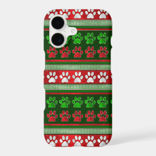 Red green paw prints pattern iPhone 7 case