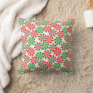 Red Green Peppermint Candy Swirl Cushion