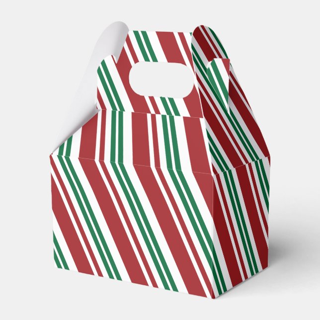 Red & Green Peppermint Stripe Favour Box (Front Side)