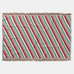 Red & Green Peppermint Stripe Throw Blanket