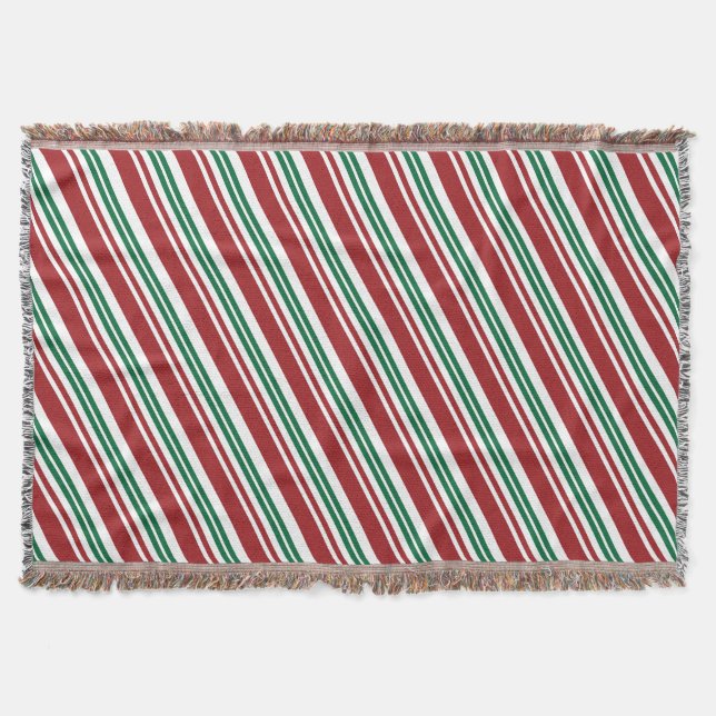 Red & Green Peppermint Stripe Throw Blanket (Front)