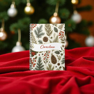Red Green Pine and Berry Holiday Notebook