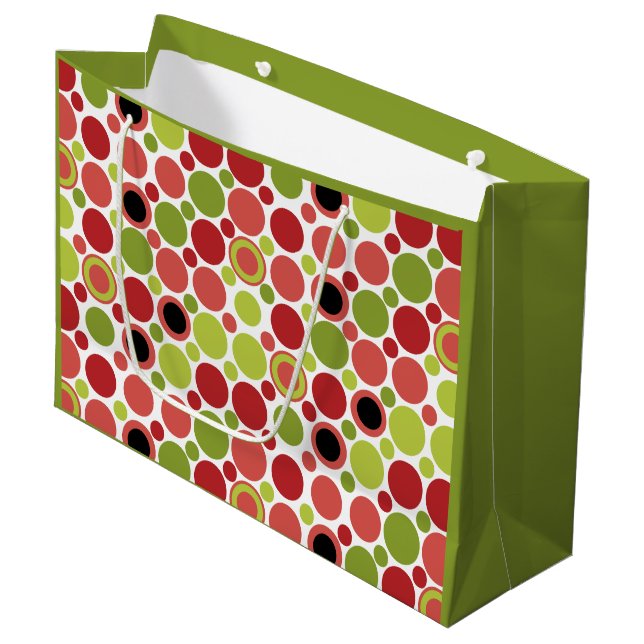 Red, Green & Pink Retro Bubble Large Gift Bag (Front Angled)