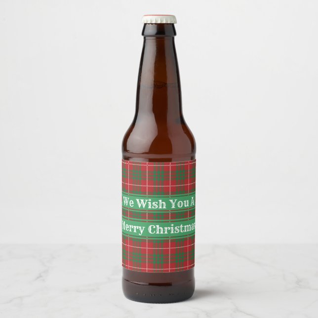 Red & Green Plaid Beer Bottle Label (Front)