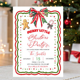 Red Green Plaid Bow Preppy Christmas Holiday Party Invitation