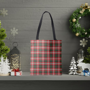 Red Green Plaid Christmas Plaid Tote Bag