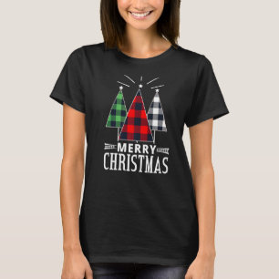 Red Green Plaid Christmas Santa Tree Xmas Christma T-Shirt