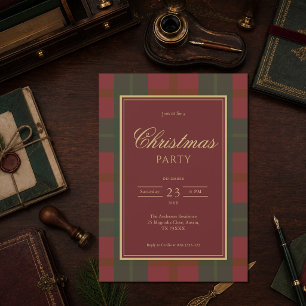 Red Green Plaid Classic Christmas Family Gathering Invitation