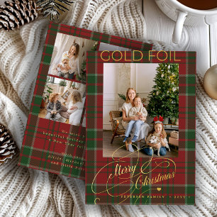 Red green plaid elegant 5 photo Merry Christmas