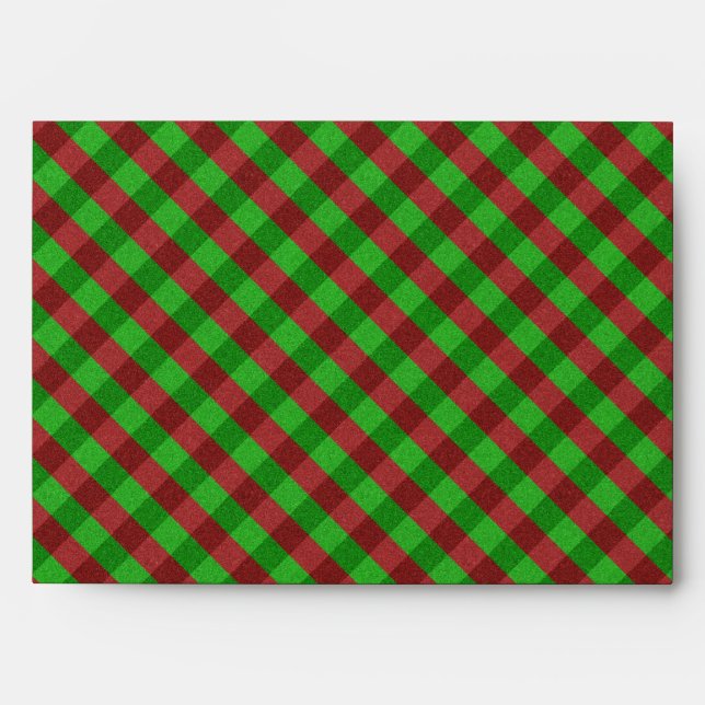 Red & Green Plaid Glitter Envelope (Front)