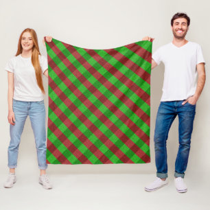 Red & Green Plaid Glitter Fleece Blanket