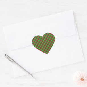 Red & Green Plaid Glitter Heart Sticker