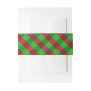 Red & Green Plaid Glitter Invitation Belly Band