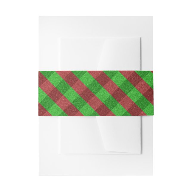 Red & Green Plaid Glitter Invitation Belly Band (Front Example)