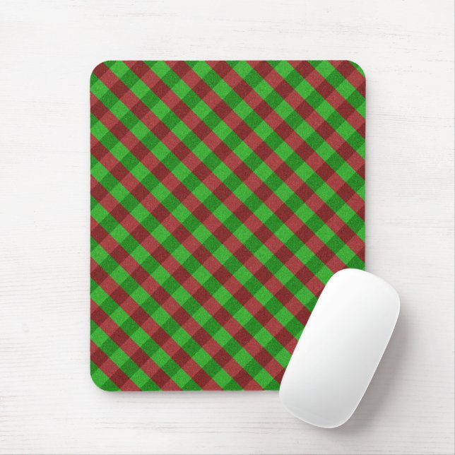 Red & Green Plaid Glitter Mouse Pad (With Mouse)