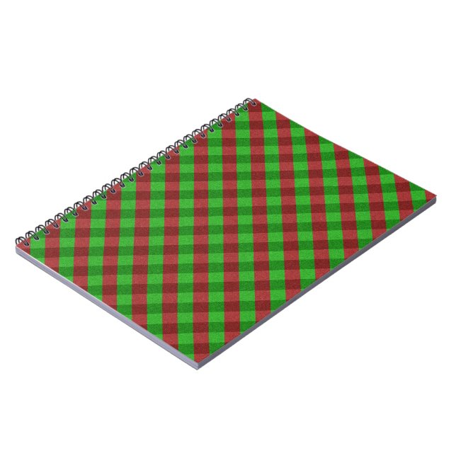 Red & Green Plaid Glitter Notebook (Left Side)