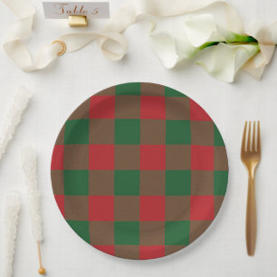 Red & Green Plaid Paper Plate