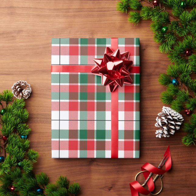 Red Green Plaid Pattern Christmas Holiday Xmas Wrapping Paper (Holiday Gift)