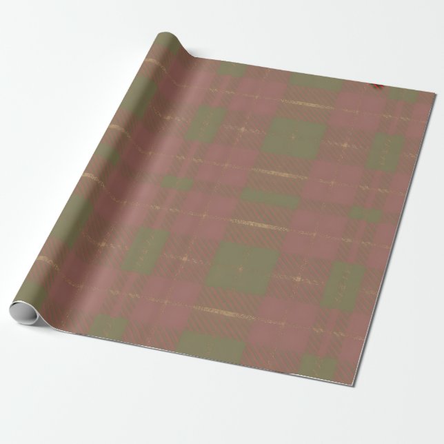 Red Green Plaid Pattern Wrapping Paper (Unrolled)