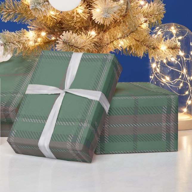 Red Green Plaid Pattern Wrapping Paper (Holidays)