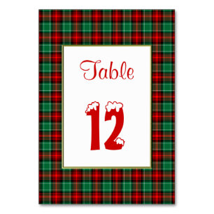 Red Green Plaid Retro Custom 2-Sided Table Card