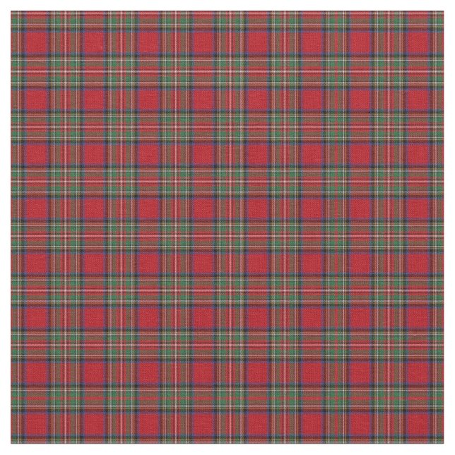  Red Green Plaid Rustic Classic Stewart Tartan Fabric (Close Up)