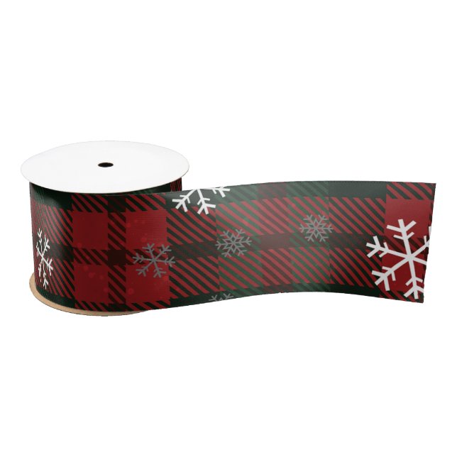 Red Green Plaid Satin Ribbon (Spool)